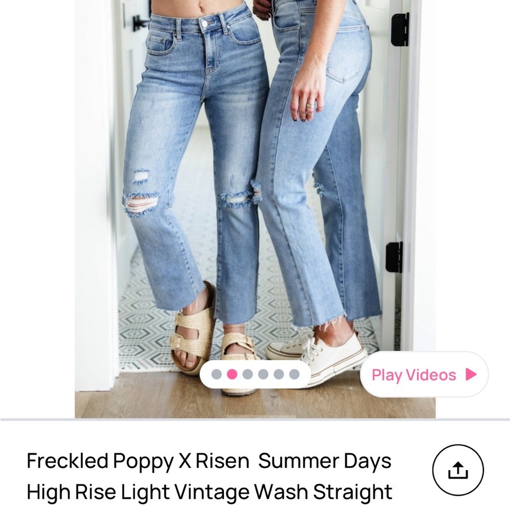 Freckled Poppy X Risen High Rise Light Vintage Wash Straight Leg Jeans